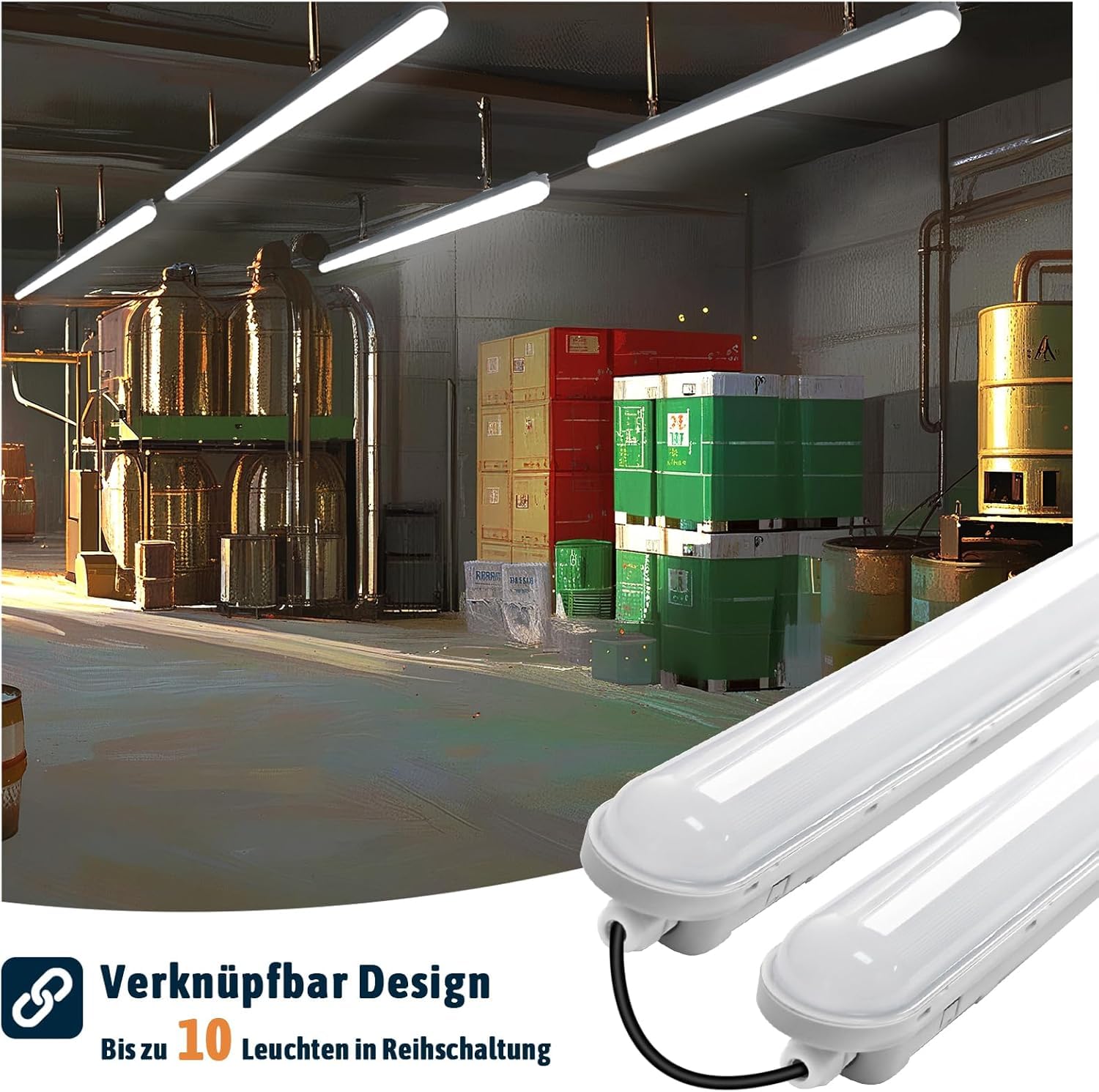 Feuchtraumleuchte LED 120CM 36W 4500LM IP65 Wasserfest Neutralweiß 4000K