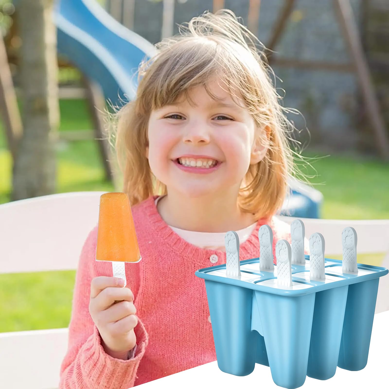 6 cavidades reutilizables,Moldes de silicona para paletas,Reutilizable, Fácil de Desmoldar para Paletas y Helados Caseros (LAN-6)