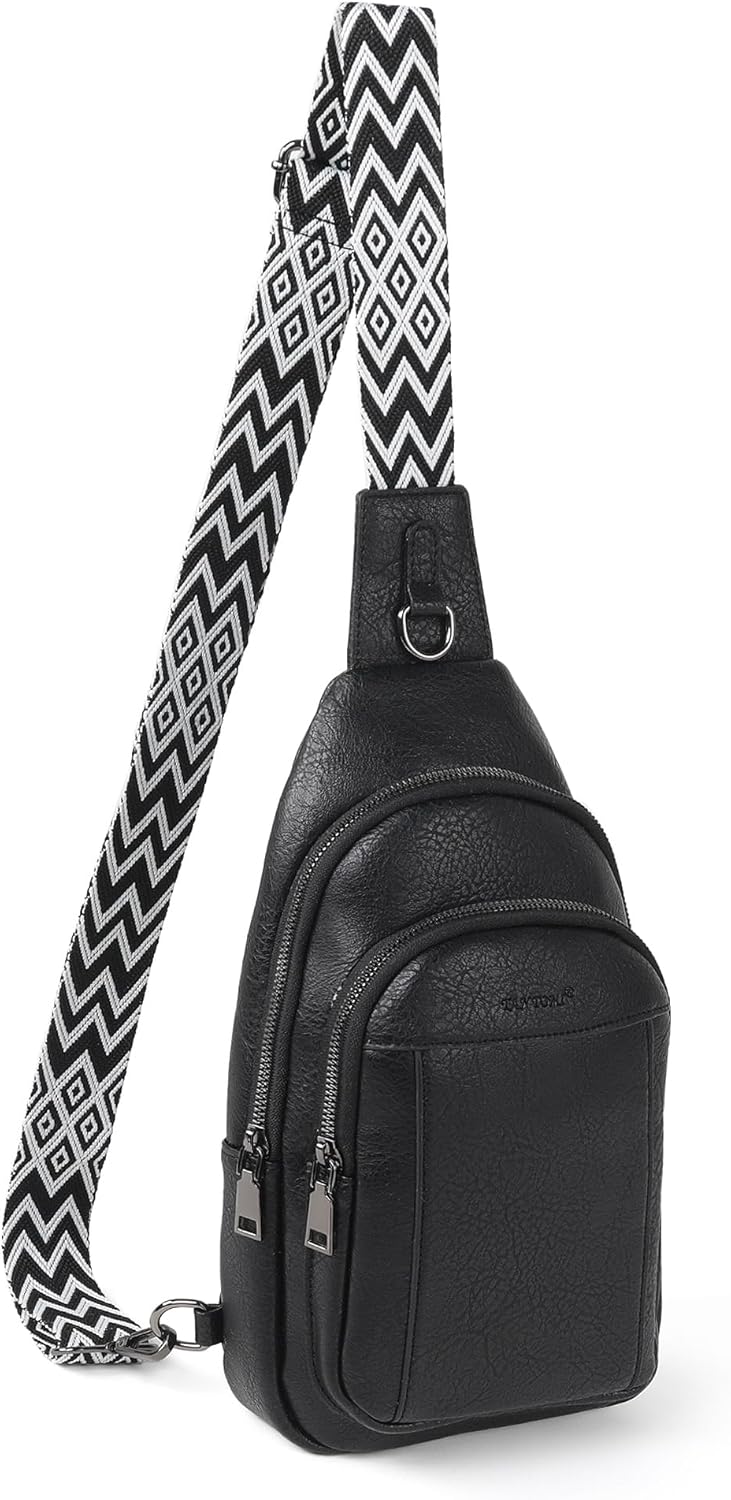 TANTOMI Small Sling Bag for Women, Leather Crossbody Purse for Daily Travel Leisure Sport Fanny Pack with Adjustable Strap
