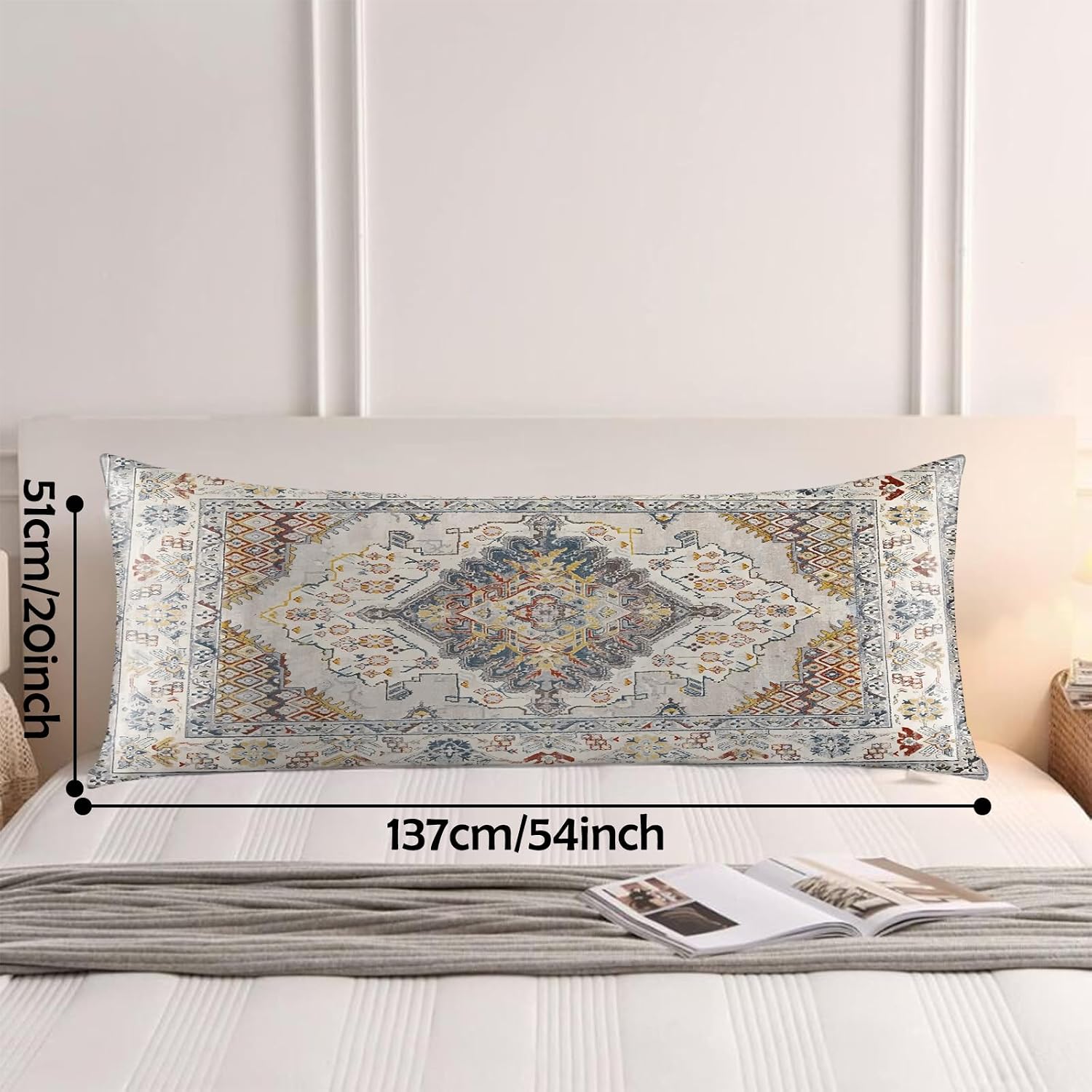 Body Pillow Cover - Super Soft Microfiber Body Pillow Case,Hidden Zipper,Print Pattern,Comfortable Fabric,Lightweight and Breathable,The Size is 20 "X 54(01-Brown Bohemian)