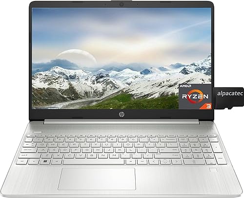 HP Laptop 2023, pantalla HD de 15.6 pulgadas, procesador AMD Ryzen 3 5300U (4 núcleos), 8 GB de RAM, 256 GB SSD, gráficos AMD Radeon, cámara web,
