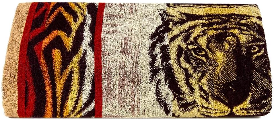 100% Cotton Throw Blanket for Couch Sofa or Bed All Season Terry Blankets & Throws, Lightweight & Breathable Cotton Blanket, Picnic Rug, Terry Bed Sheet (Tiger)