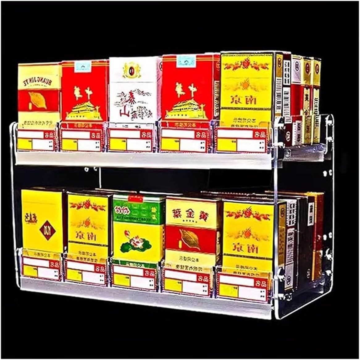 Multifunctional Automatic Cigarette Pusher Shelf for Market Store Retail，Cigarette Display Rack Shelf for Stores, Wall/Tabletop Retail Cigarette Display Holder Cigarette Box Organizer Commer
