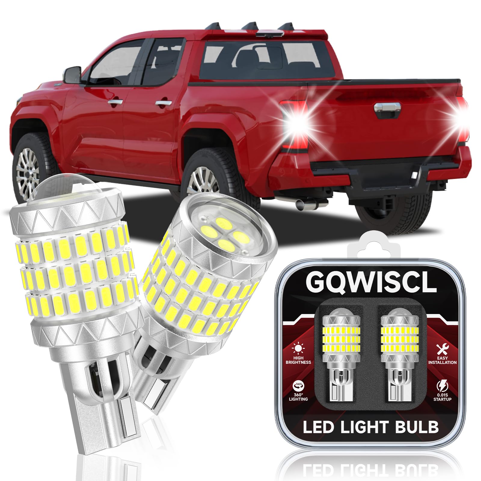 Photo 1 of GQWISCL 921 912 LED Reverse Light Bulbs Fit for Toyota 2005-2024 Tacoma, 6000K Cool White, 600% Brightness with HD Projector Back Up Light Bulb, Plug and Play, Pack of 2