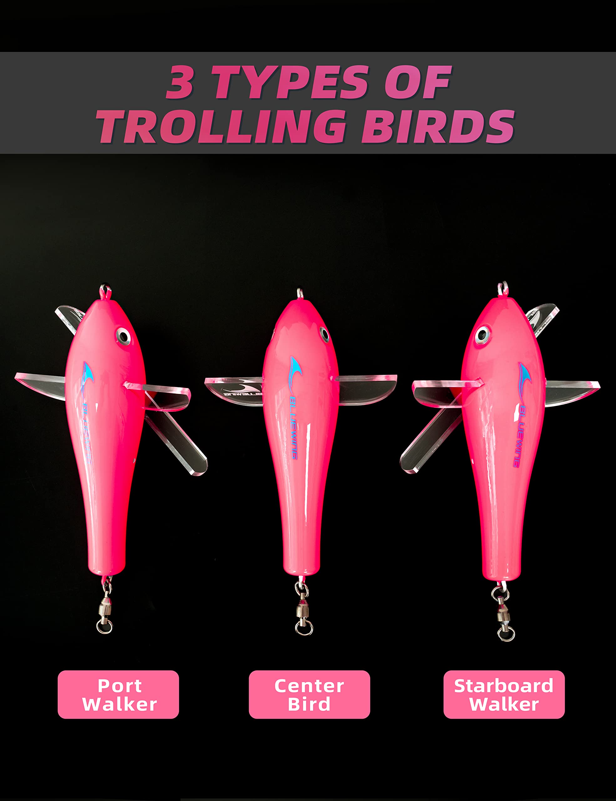BLUEWING Barra Da Pesca Spalmatrice 91cm: Kit Con Calamari E Uccelli Da Traina In Acciaio Inox Per Pesca Offshore