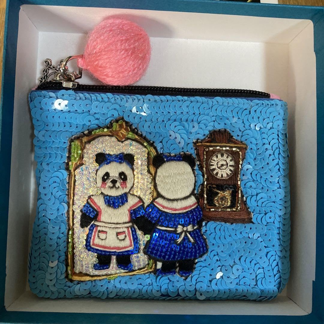 青山デカーボ　パンダポーチ ミニチュアマイク付き“テレビパンダ”刺繍ポーチ、青山デカーボの
