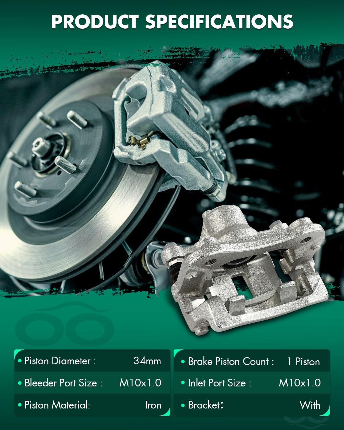 SCITOO Rear Left Brake Caliper With Bracket 19B6390A Compatible For Hyundai For Sonata 2015-2019,For Kia For Optima 2016-2020