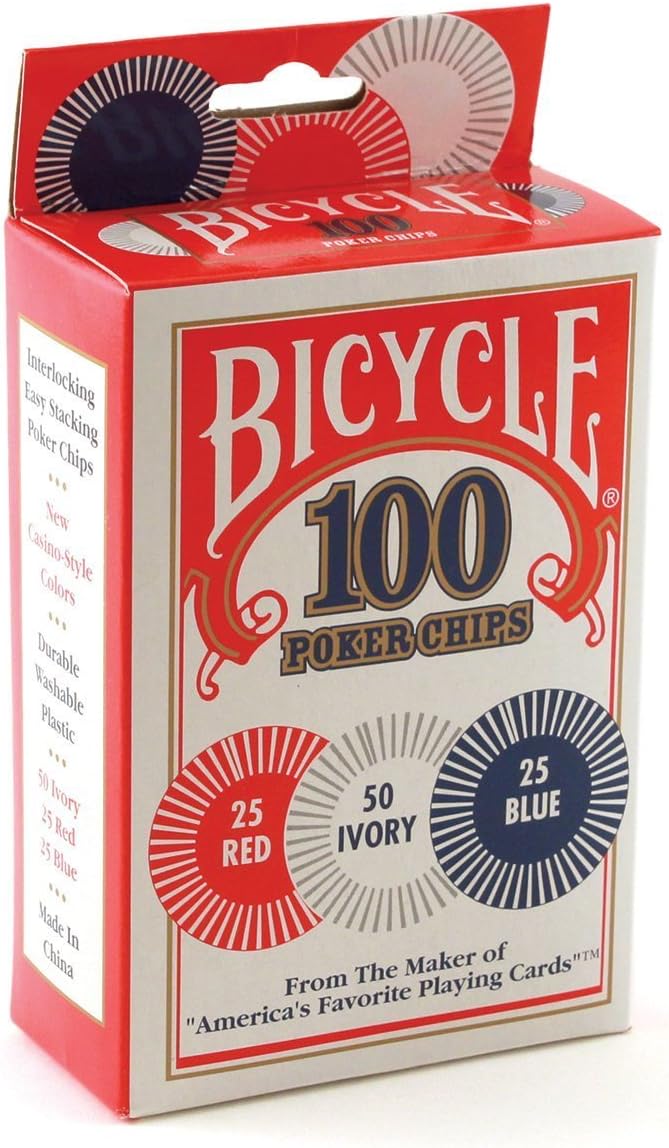 Bicycle Poker Chips 100 Count with 3 Colors (2 Pack