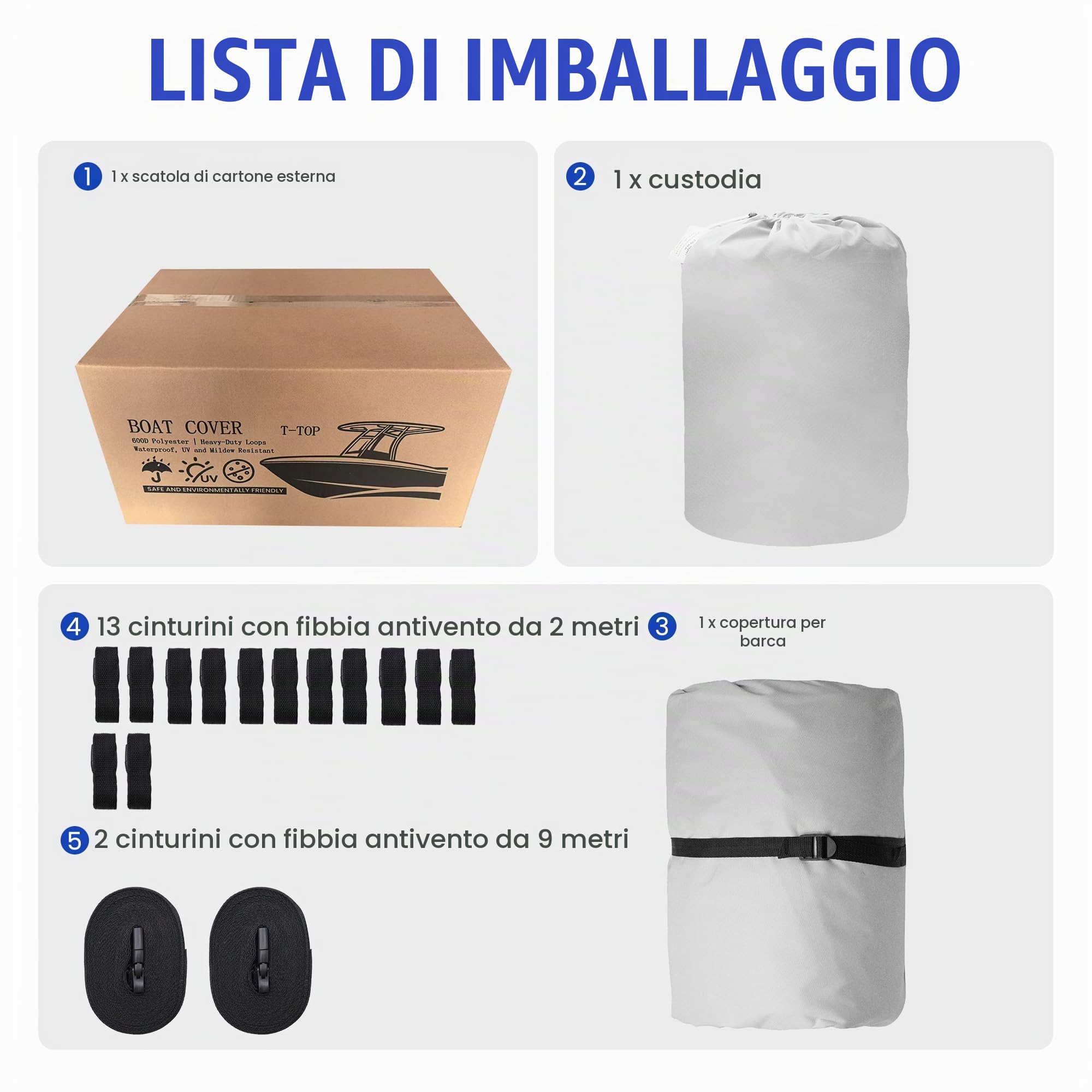 Copertura per barca con console centrale, copertura per barca T-Top/Hard-Top rimorchiabile, coperture impermeabili per barca Oxford di grado marino resistente.
