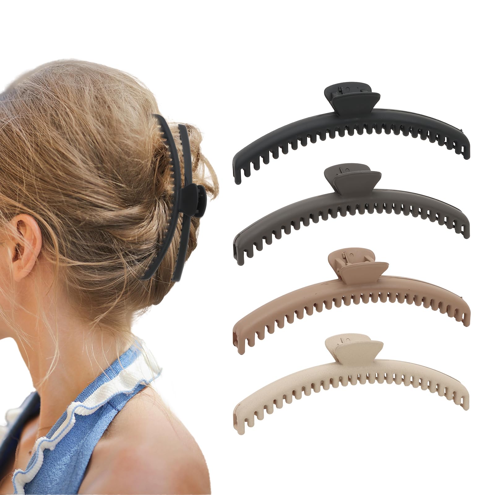 Fermagli per capelli per donne e ragazze, 4 pezzi, per tenere tutto con te, grandi fermagli per capelli spessi e sottili, confezione da 4 fermagli per capelli resistenti per lo styling degli artigli