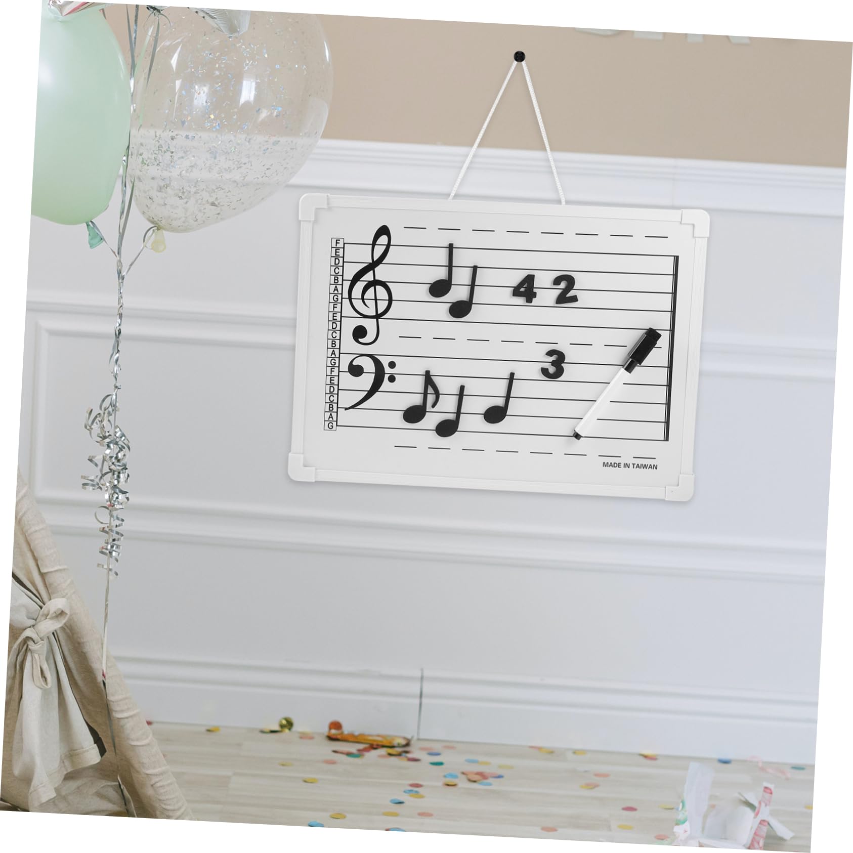 Tableau Effaçable à Sec pour Personnel Musical, Matériel Pédagogique Léger en Plastique, avec Autocollants de Notes, Usage École et Maison