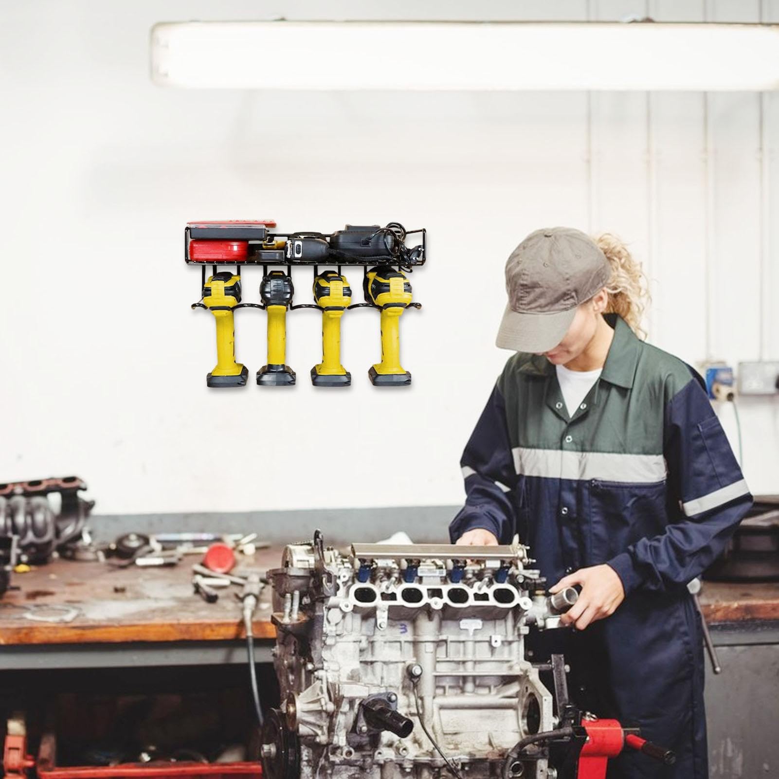 ALEEIK Portautensili Da Parete Per Attrezzi Elettrici - Supporto In Metallo Per 4 Utensili, Organizer Garage