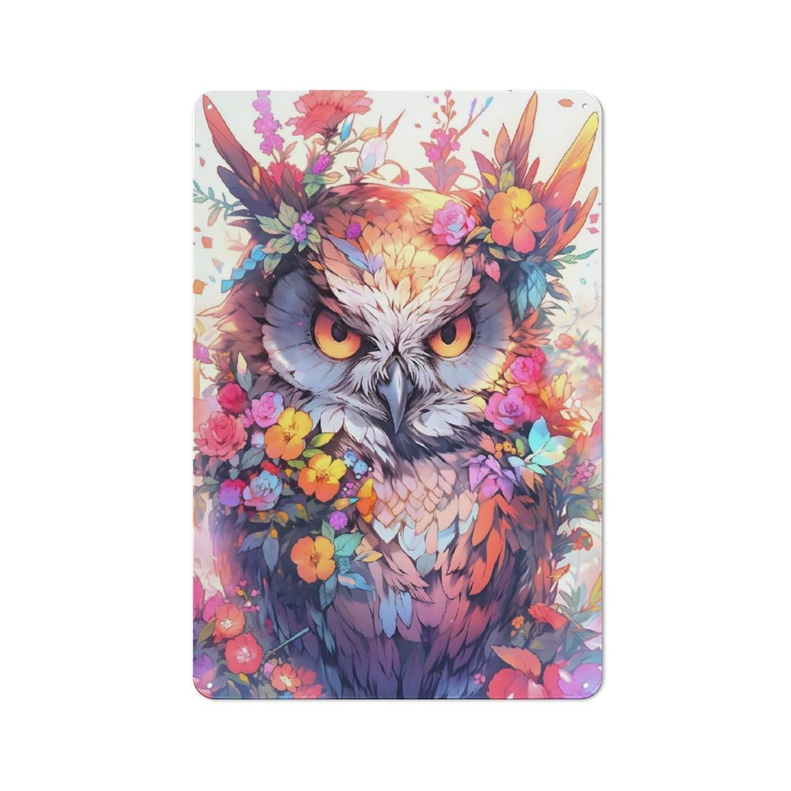 Junmoney Style-19 Owl Sage Retro Metal Sign 30X20cm For Garage Or Workshop, With Clear Retro Wall Decor Character