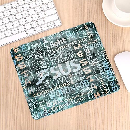 Miniatura 3 de Alfombrilla de mouse para juegos, religiosa y cristiana Jesús con citas de Jesús, alfombrilla de mouse de goma antideslizante para computadoras,