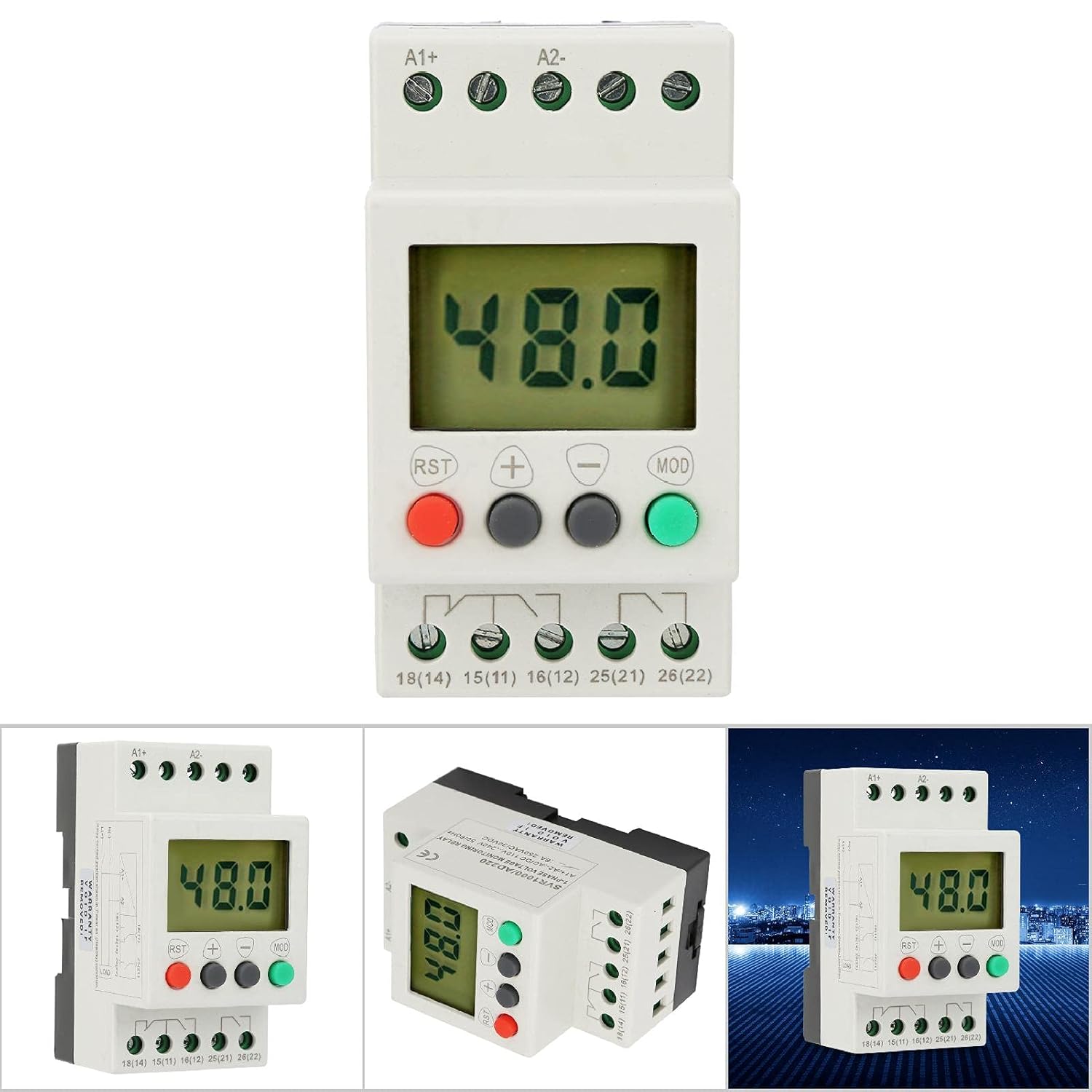 SVR1000 Single Phase Over Voltage Under Voltage Relay Modular Real Time Monitoring LCD Display No Auxiliary Power Supply AD220