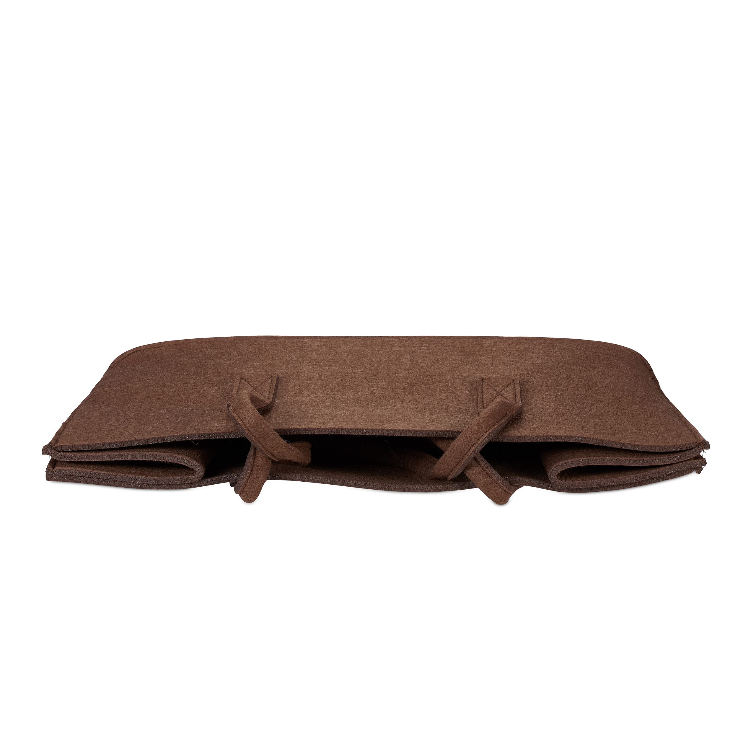 4x Borsa Portalegna per Camino in Feltro Cesto Portatile Portariviste Pieghevole HxLxP: 25x25x50 cm, Marrone