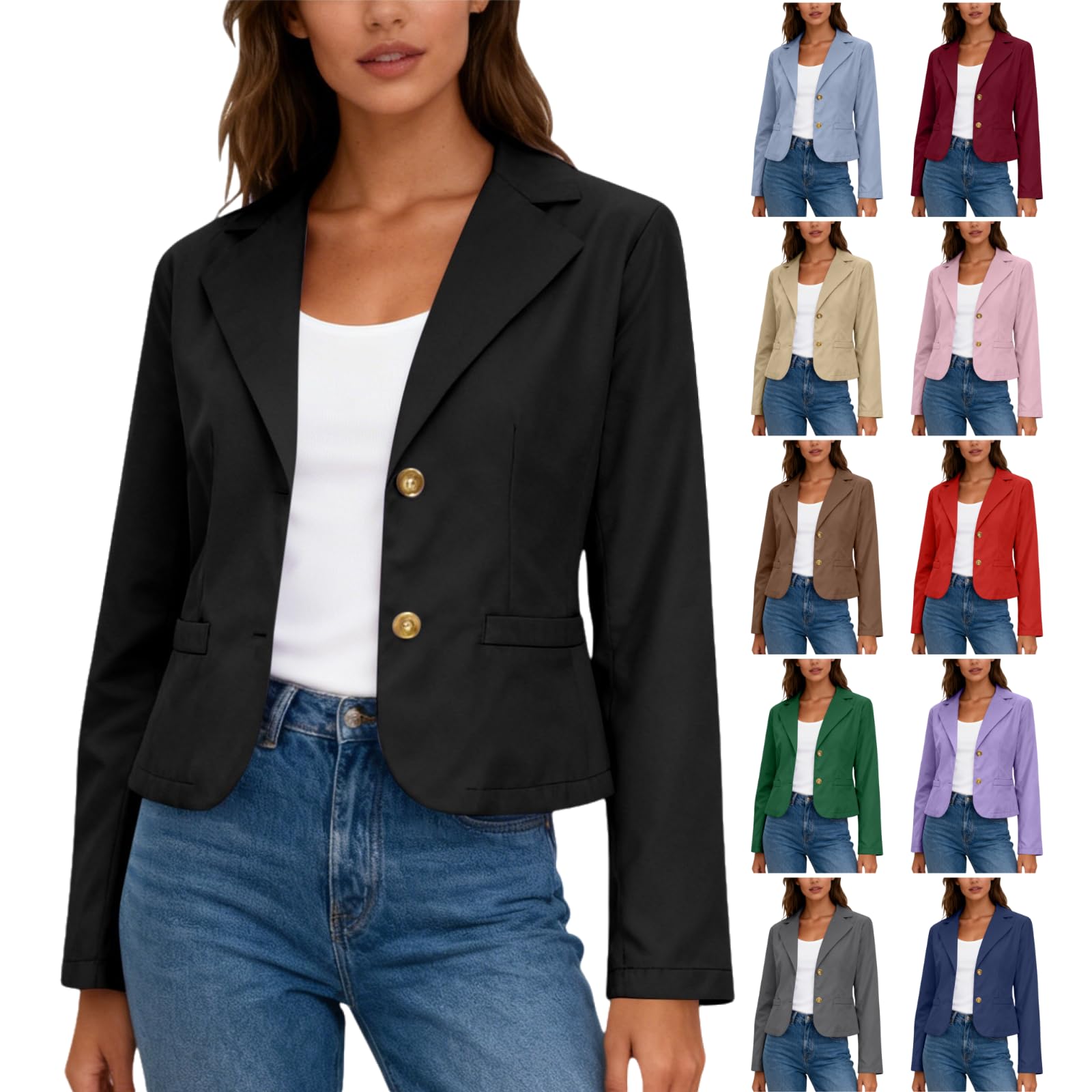 Blazers for Women Business Casual Crop Blazer Long Sleeve Work Office Suit Jacket Lightweight Spring Dressy Coats