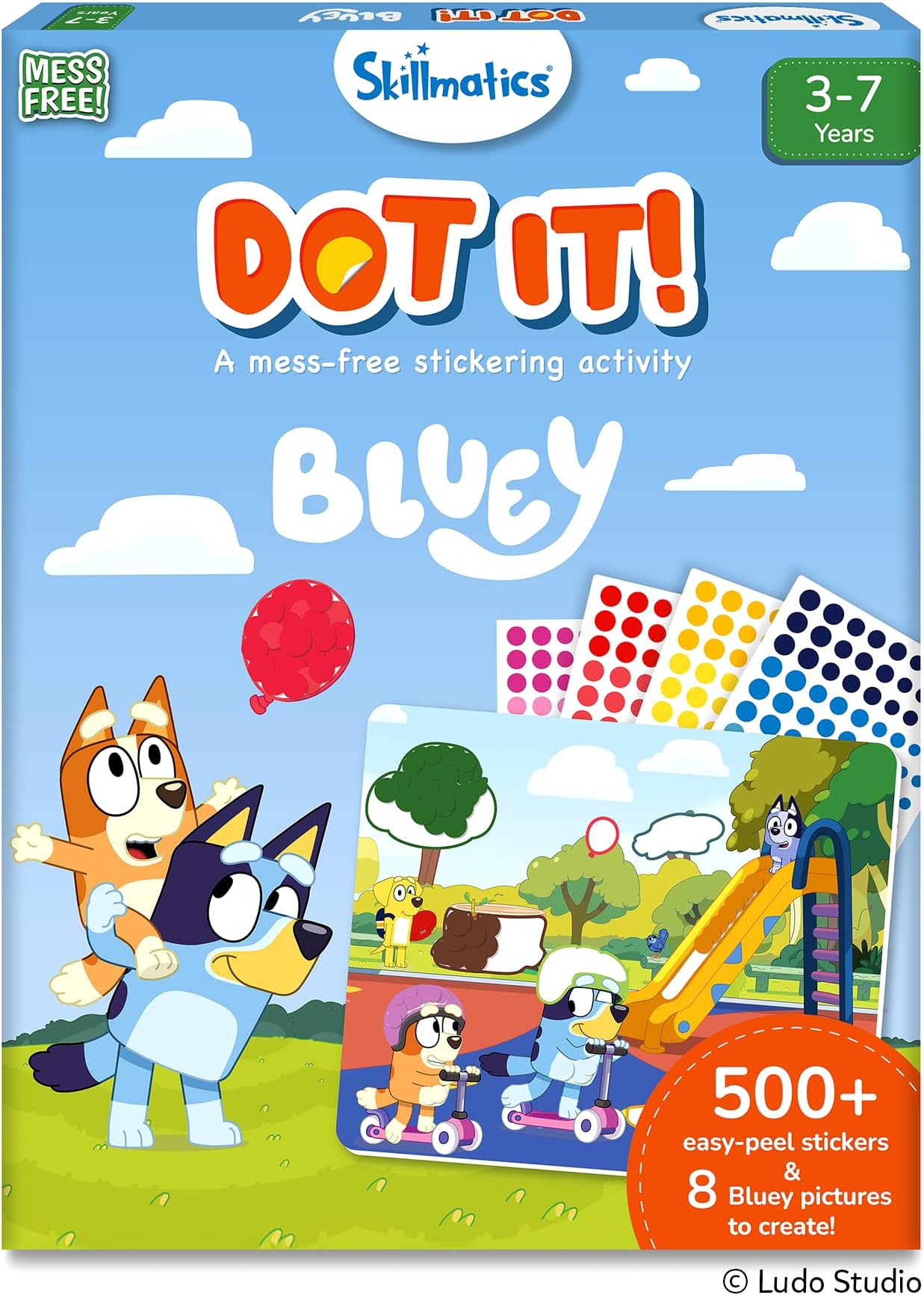 Skillmatics Bluey Dot It Sticker Activity โ Mess-Free Fun for Kids, 500+ Stickers, Craft Kits, DIY Activity, Travel Toys, Gifts for Boys & Girls Ages 3, 4, 5, 6, 7