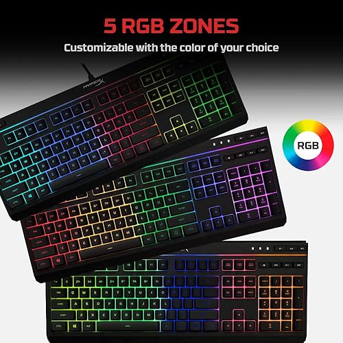 Miniatura 5 de HyperX Núcleo de aleación RGB LED Xbox PlayStation PC Gaming Teclado de tamaño completo retroiluminado con cable táctil anti-fantasma, teclas