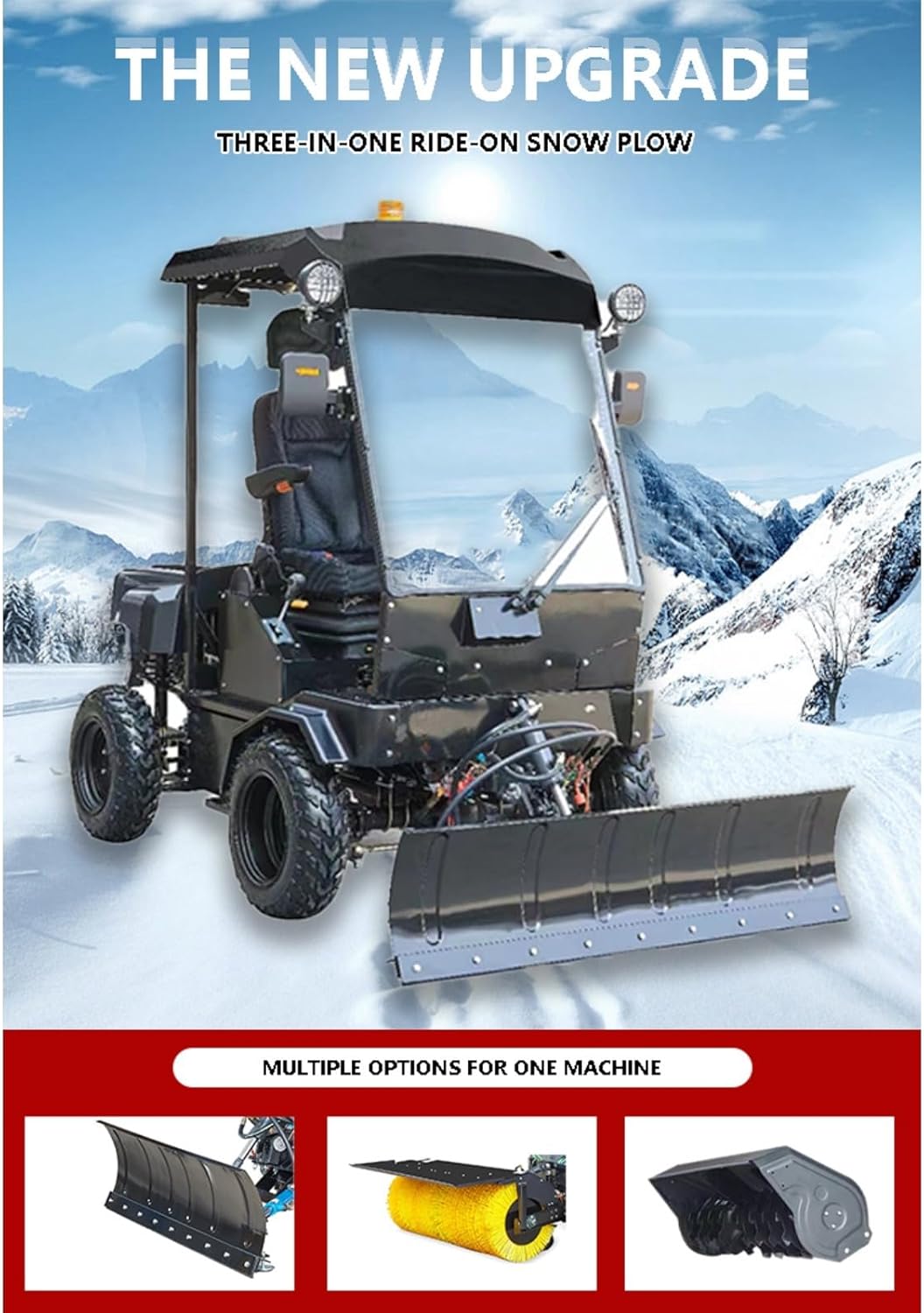Street Sweeper Snow Blower Hybrid with Strong Brush System for Clearing Packed Snow, Thin Ice and Heavy Snow on Residential and Commercial Roads