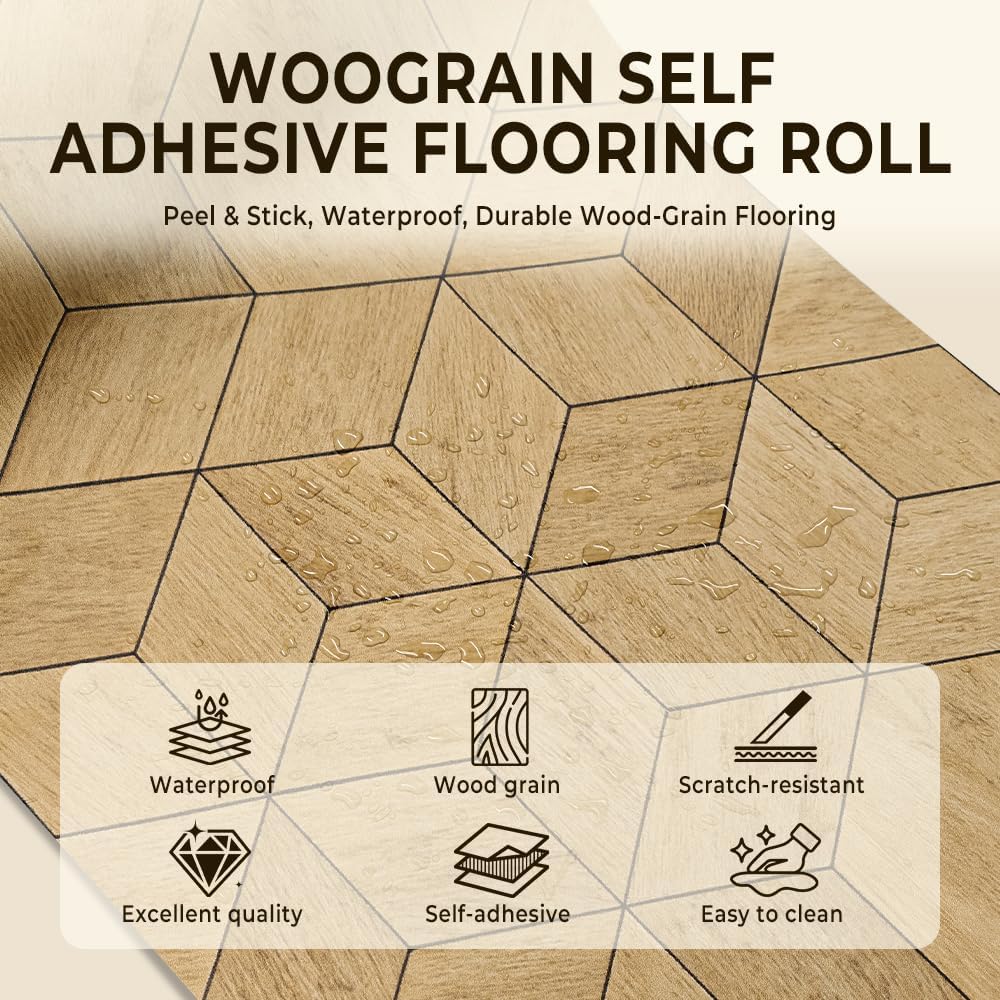 Textured Non-Slip Vinyl Wood Floor 78.8"x15.7" Peel & Stick for Bathroom image 2