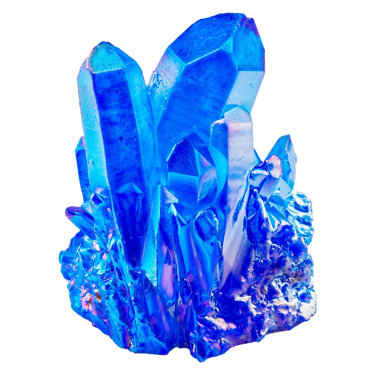 Nupuyai Titanium Coated Rock Quartz Crystal Cluster Drusy Geode for Healing Reiki Energy, Irregular Rough Gemstone for Home Decor Blue