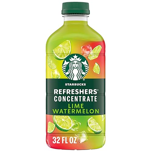 Starbucks Refreshers Concentrate Lime Watermelon, Refreshing Drink, Cold Drinks 32 fl oz - Lime Watermelon - 32 Fl Oz (Pack of 1)