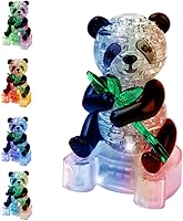 Vista 1 de Coolplay Rompecabezas de cristal 3D, regalos de panda, juguetes de escritorio con base iluminada, 58 piezas