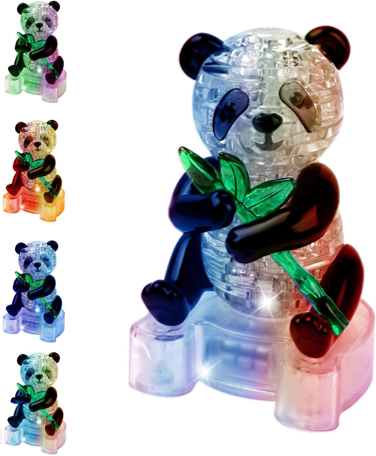 Coolplay 3D Crystal Puzzle Panda Gifts, Desk Toys with Light-Up Base 58 Pieces