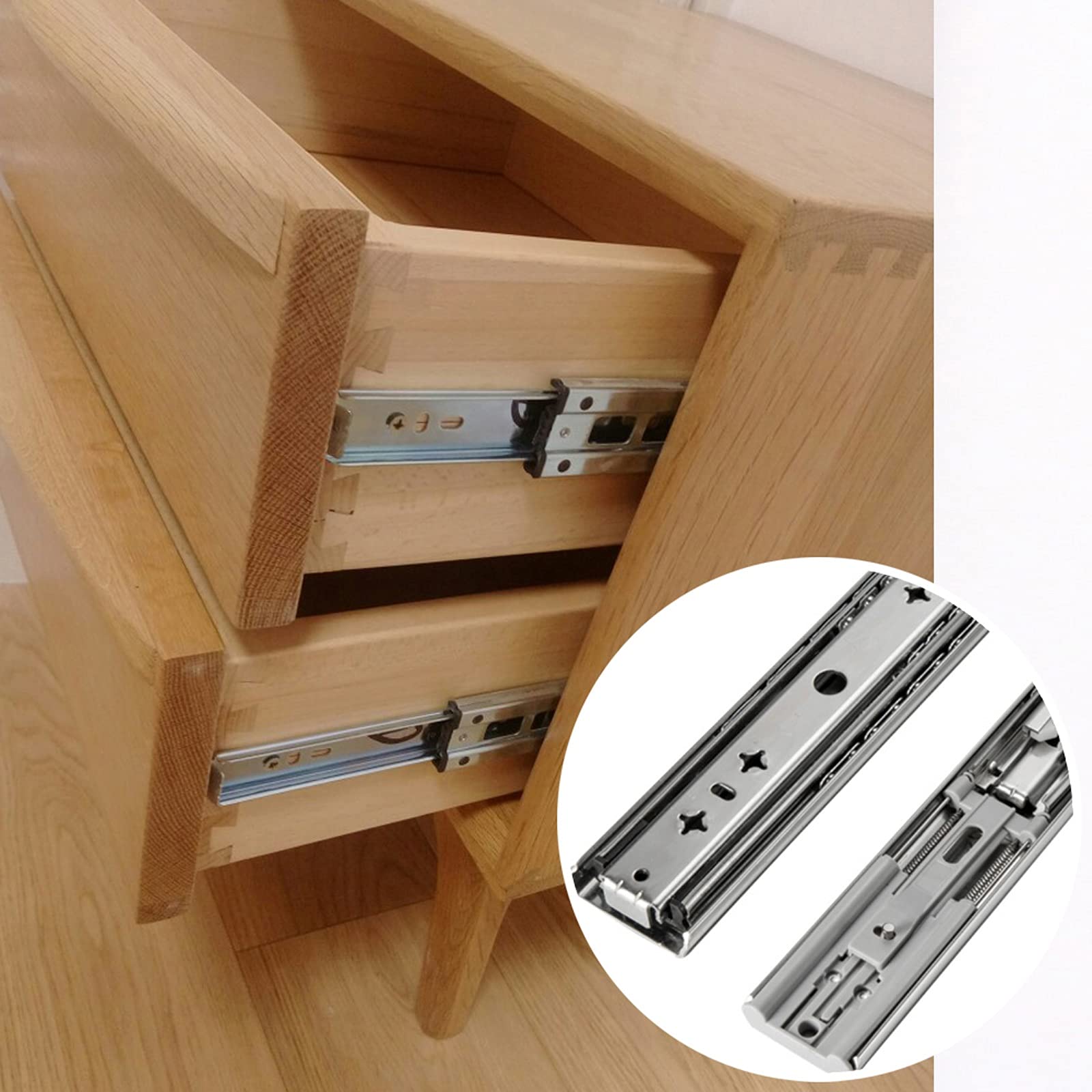 Guias Cajones Carriles Guia Extensible Total Correderas Telescopicas Con Rodamiento De Bolas De Montaje Lateral Muebles De Cocina Pista De Deslizamiento Con Cierre Suave ( Size : 450mm(18 inch) )