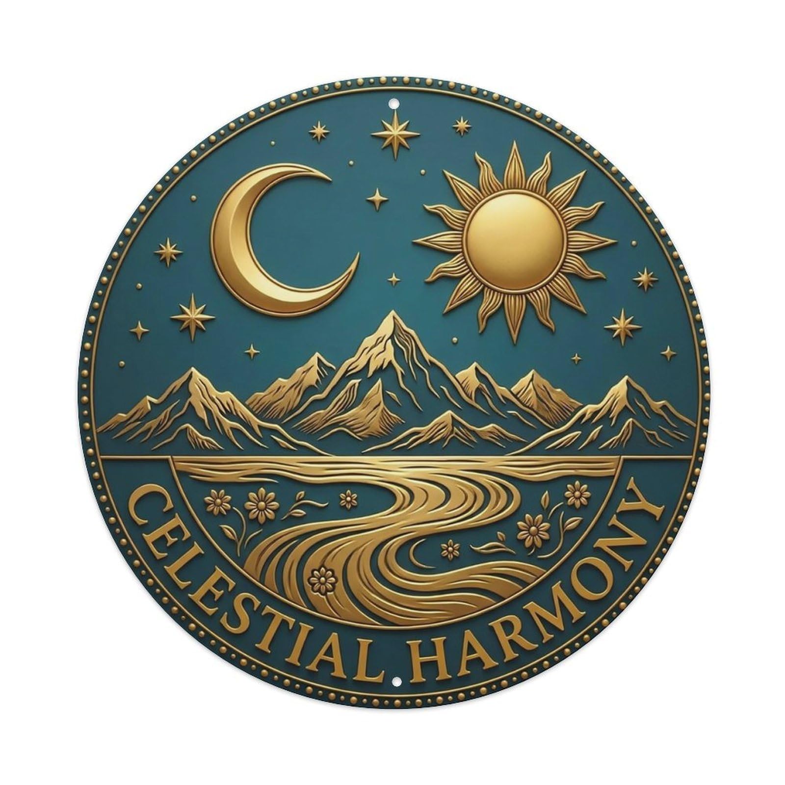 Vintage Celestial Harmony Flower Zen Yoga Metal Tin Sign
