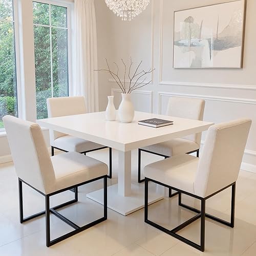 Miniatura 28 de HNY Juego de 2 sillas de cocina cómodas y modernas, de piel sintética, para cocina y comedor, silla auxiliar tapizada con marco de metal con acabado