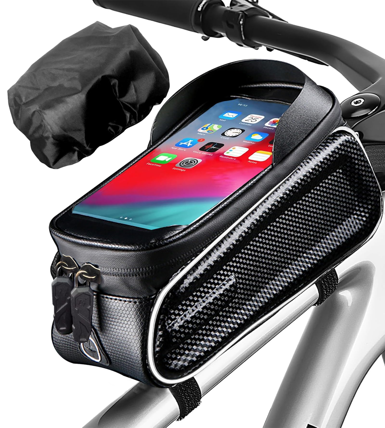 QSPORTPEAK Borsa per telaio anteriore del telefono della bicicletta/della bici, borsa del tubo, sacchetto di ciclismo, impermeabile, accessori della bici