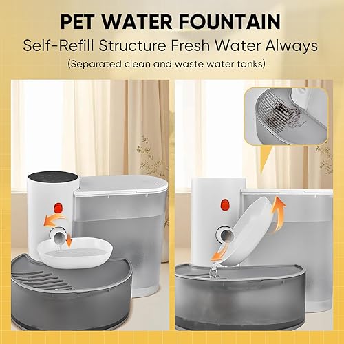 Miniatura 2 de Mended Fuente automática de agua para mascotas, fuente de agua para mascotas mejorada 2025 sin filtro, dispensador de agua para gatos, vertido