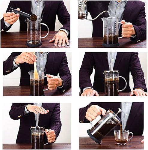 Miniatura 5 de Kit de prensa francesa de filtro de café de vidrio marca de escala de 11.8 fl oz
