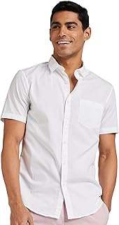 Amazon Brand - Symbol Men's Cotton Shirt | Casual | Plain | Half Sleeve | Summer - Regular Fit (Available in Plus Sizes) Price In India
