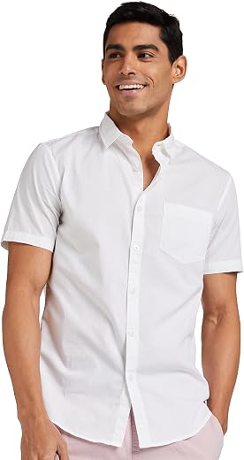 Amazon Brand - Symbol Men's Cotton Shirt | Casual | Plain | Half Sleeve | Summer - Regular Fit (Available in Plus Sizes)