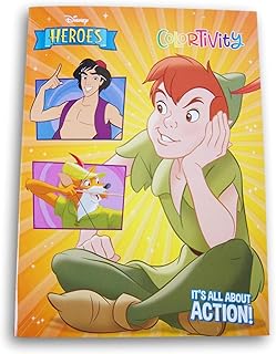 Colortivity Cartoon Heroes Themed Coloring and Activity Book Featuring Peter Pan, Aladdin, Hercules, and More - 80 Pages
