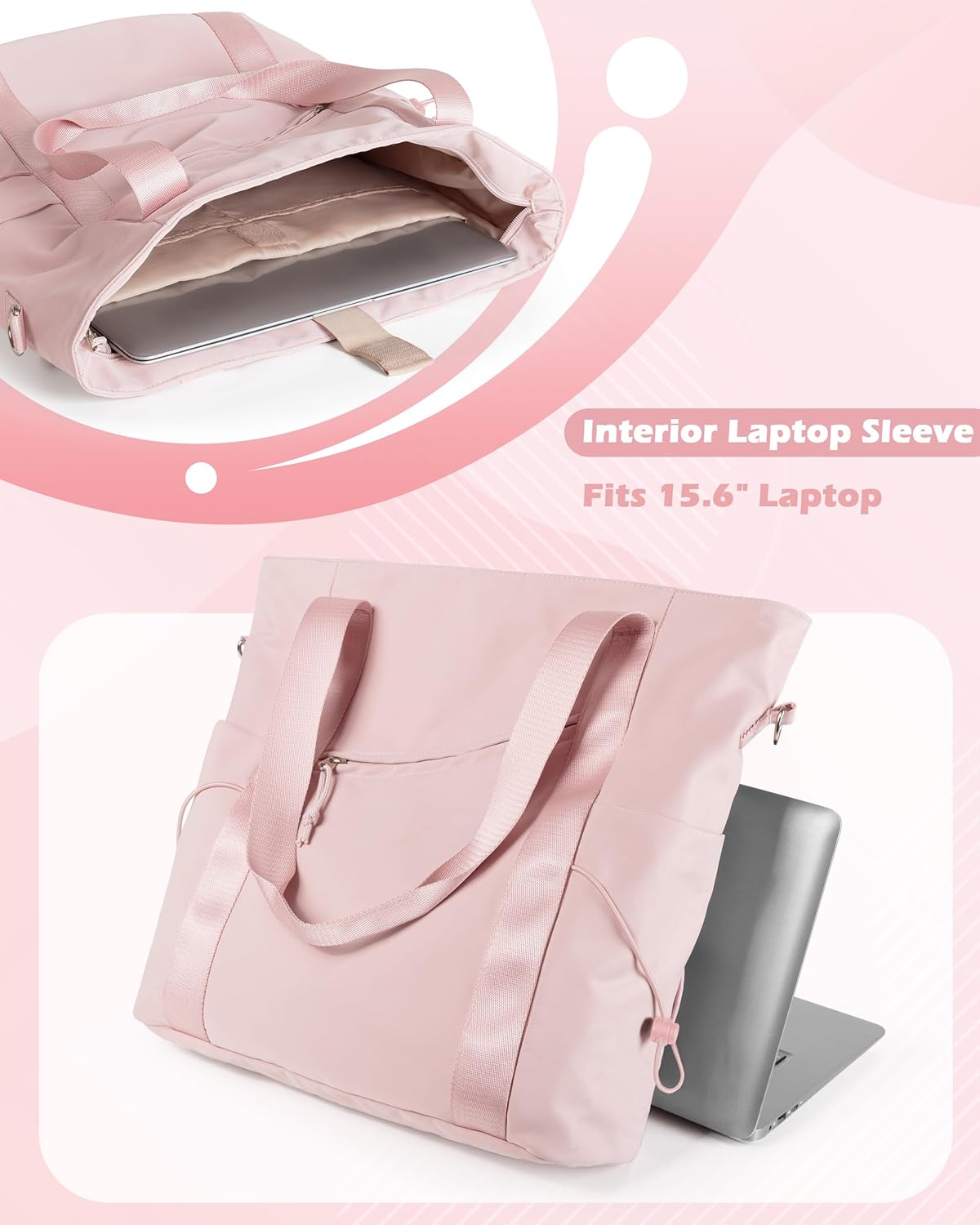 Work Tote with Crossbody Strap for Women, Tote Bag with Laptop Sleeve and Water Bottle Pocket for Work and School - Image 4