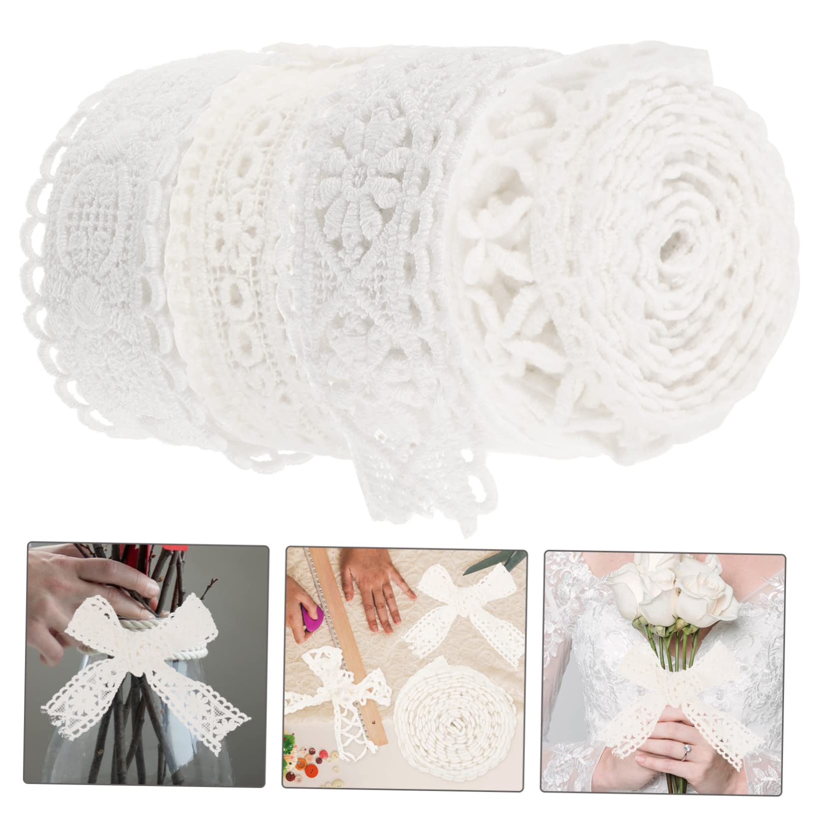 STOBOK 3 Set Di Pizzo Per Applicazioni Da Cucire Per Abbellimenti Di Da Sposa Bordature in Tessuto 4 * 3