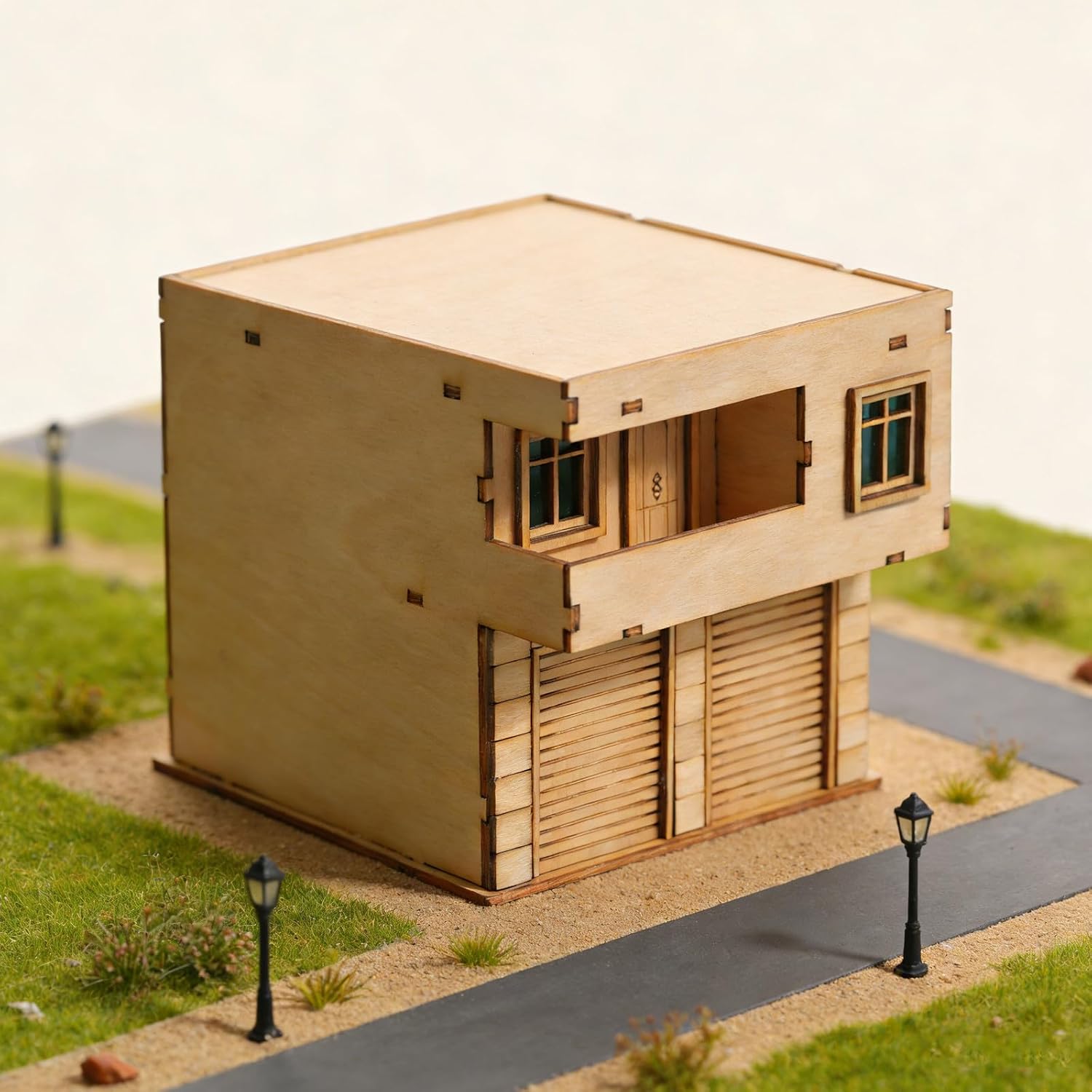 Tofficu Pre-Assembled Mini Wooden House Model Kit for Home Décor and City Miniatures Buildings Collection, Compact Wood Cabin with Realistic Architectural Appeal and Historically Inspired