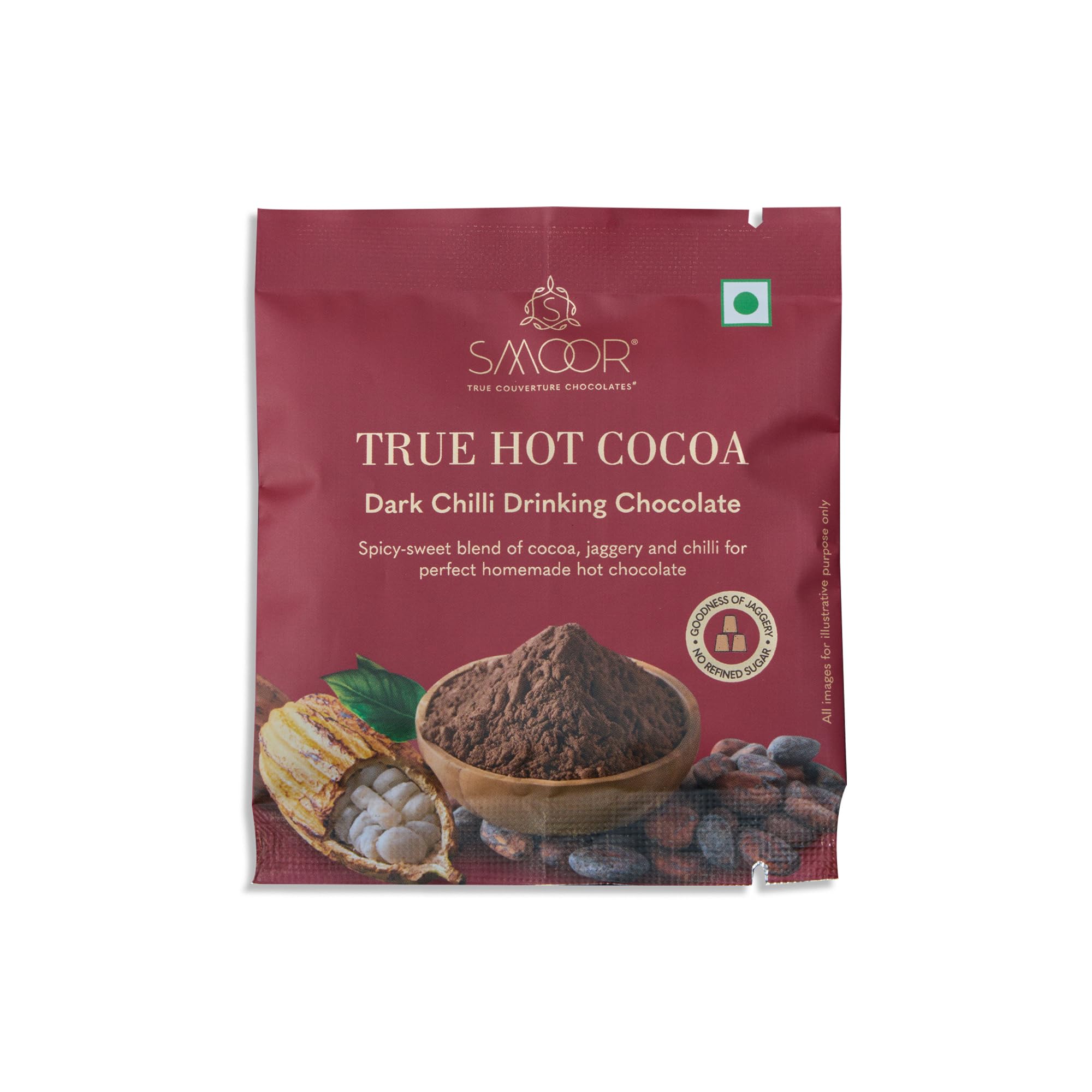 SMOOR Premium Dark Chilli Hot Chocolate Mix | Drinking Chocolate Powder| No Refined Sugar, Made with Jaggery| Enjoy Hot or Cold | 30g