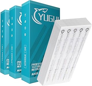 Yugui Tattoo Needles - 100pcs Stick and Poke Needles Long Bar Needles Round Liner Shader and Magnum 1203RL 1205RL 1207RL 1209RL 1203RS 1205RS 1207RS 1209RS 1207M1 1209M1 for Tattoo Gun Tattoo Kit