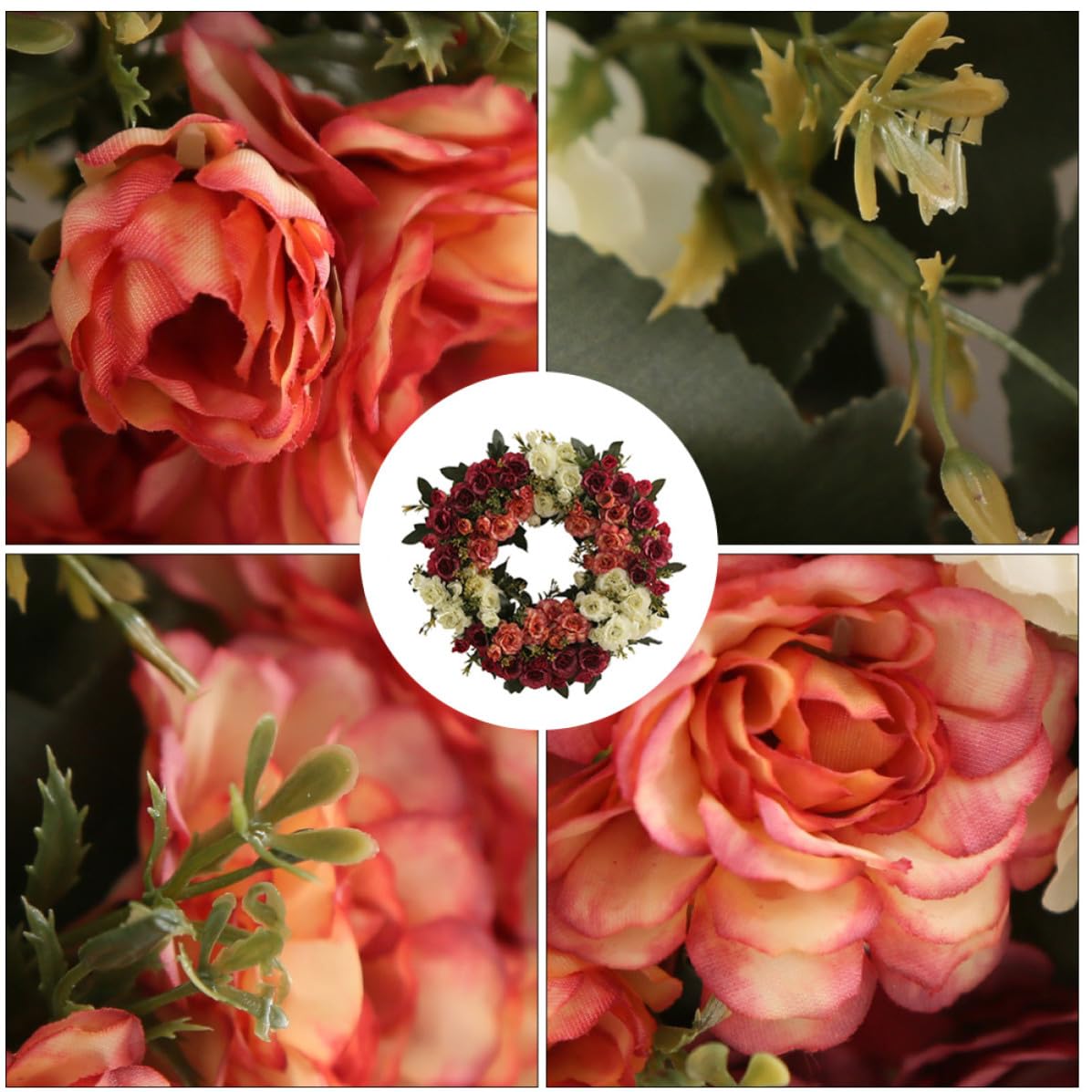 Didiseaon Guirnalda de Rosas Simuladas para Pared, Ratán y Seda,