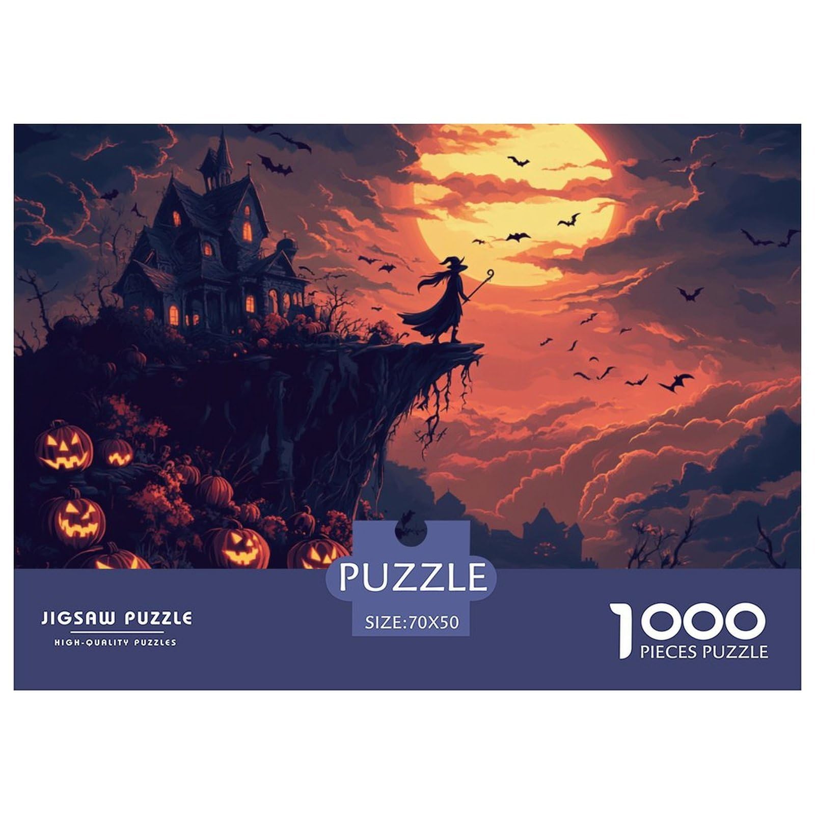 Jigsaw Witch 1000 Pieces Challenge Toy for Adults,Bats Impossible Jigsaw Puzzles 1000 Pieces Educational Game 70x50cm/1000pcs — image 1