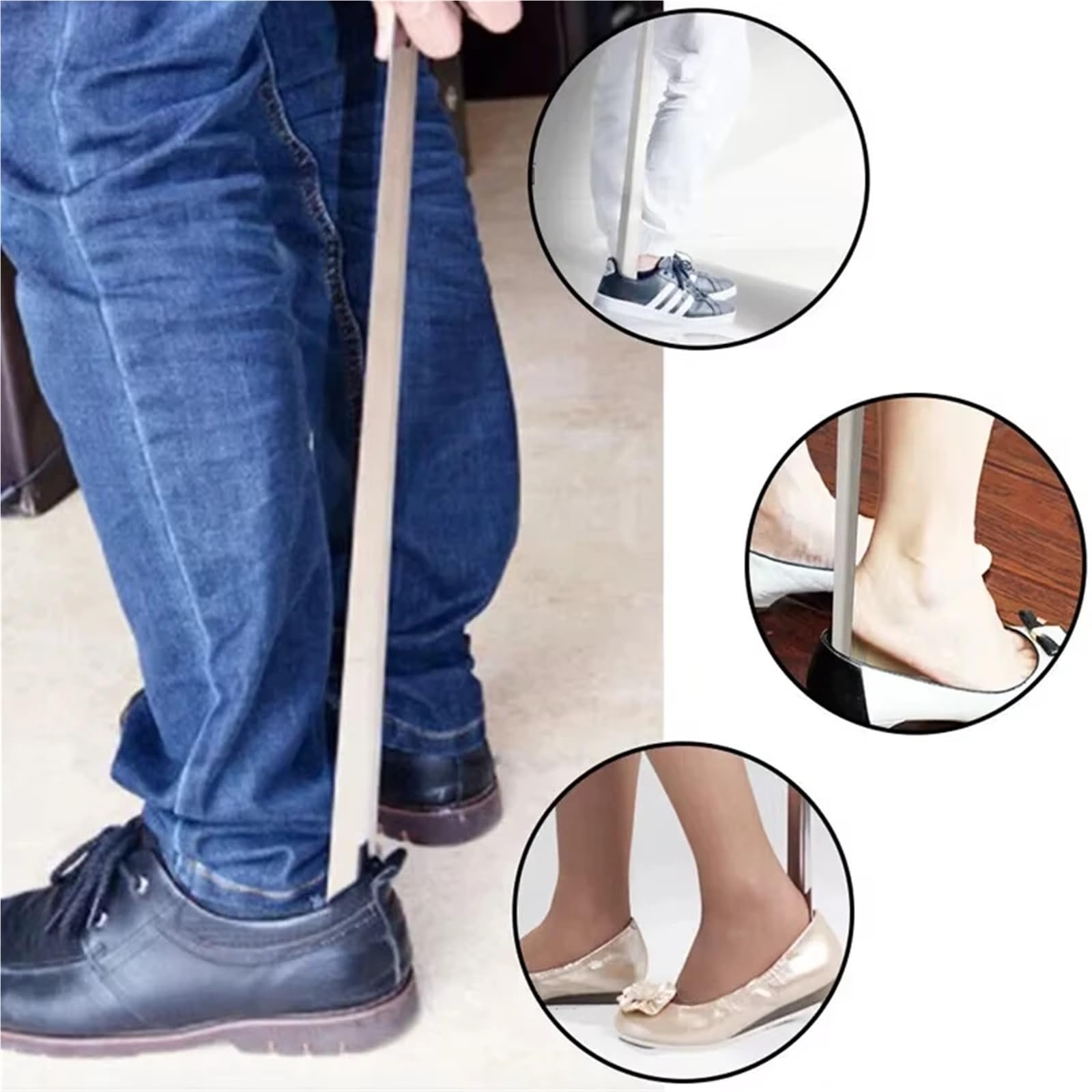 Cuernos de zapatos de acero inoxidable, mango largo, calzador profesional for el hogar, Extractor de Metal, herramientas de extracción(3pcs)