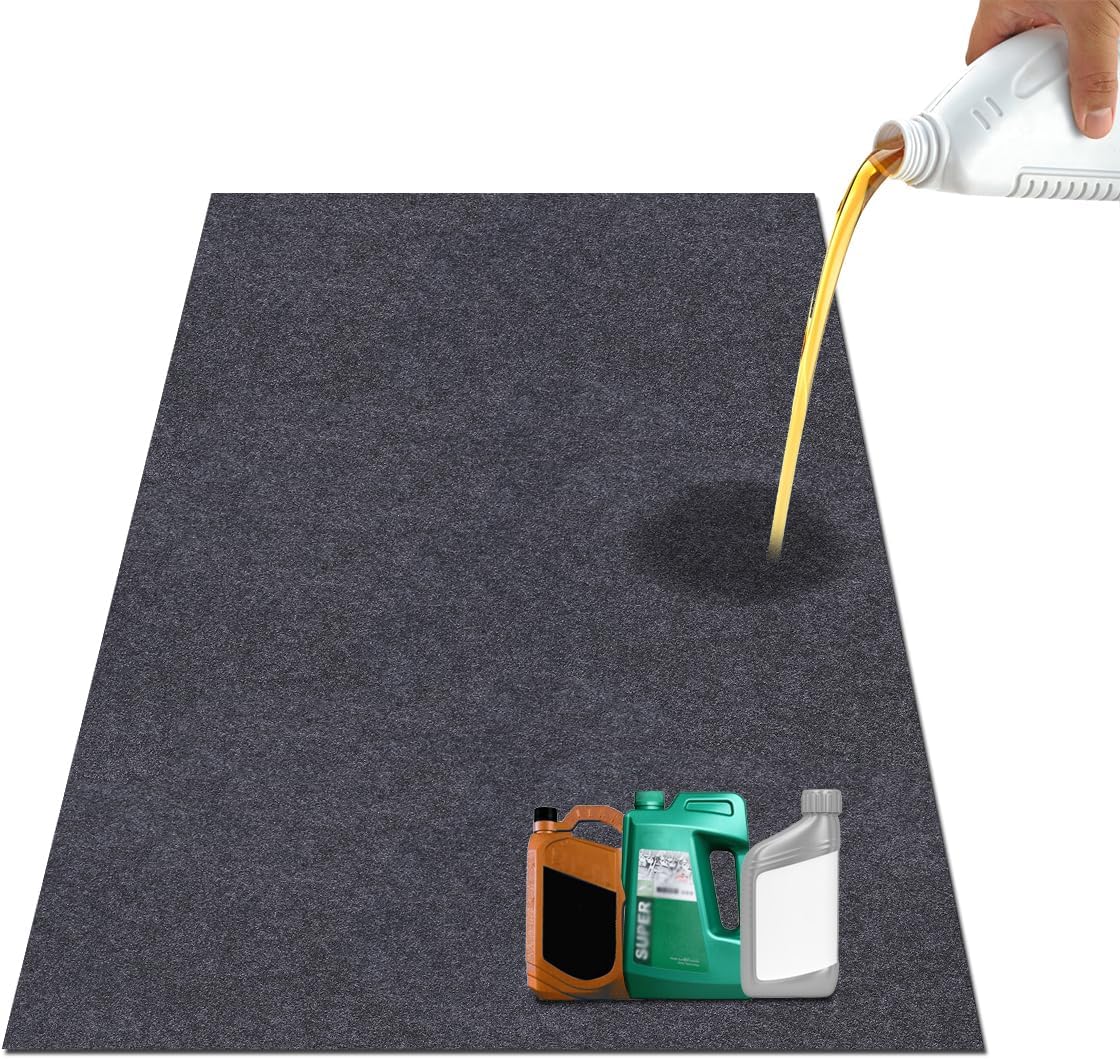 Oil Spill Mat，Garage Floor Mat，48" x 72" Premium Absorbent Oil Pad – Protect Garage Shop Floor Surface，Absorb Materials，Anti-Slip and Waterproof Backing，Car Repair Mat，Washable