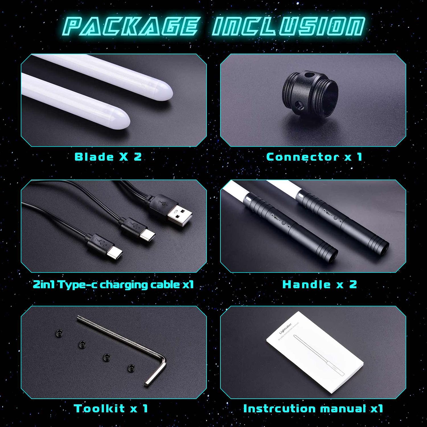 Sabre Laser pour Enfants, 2 Pièces Lightsaber 12 Couleurs Rechargeable avec Son, Jouet Cosplay Halloween