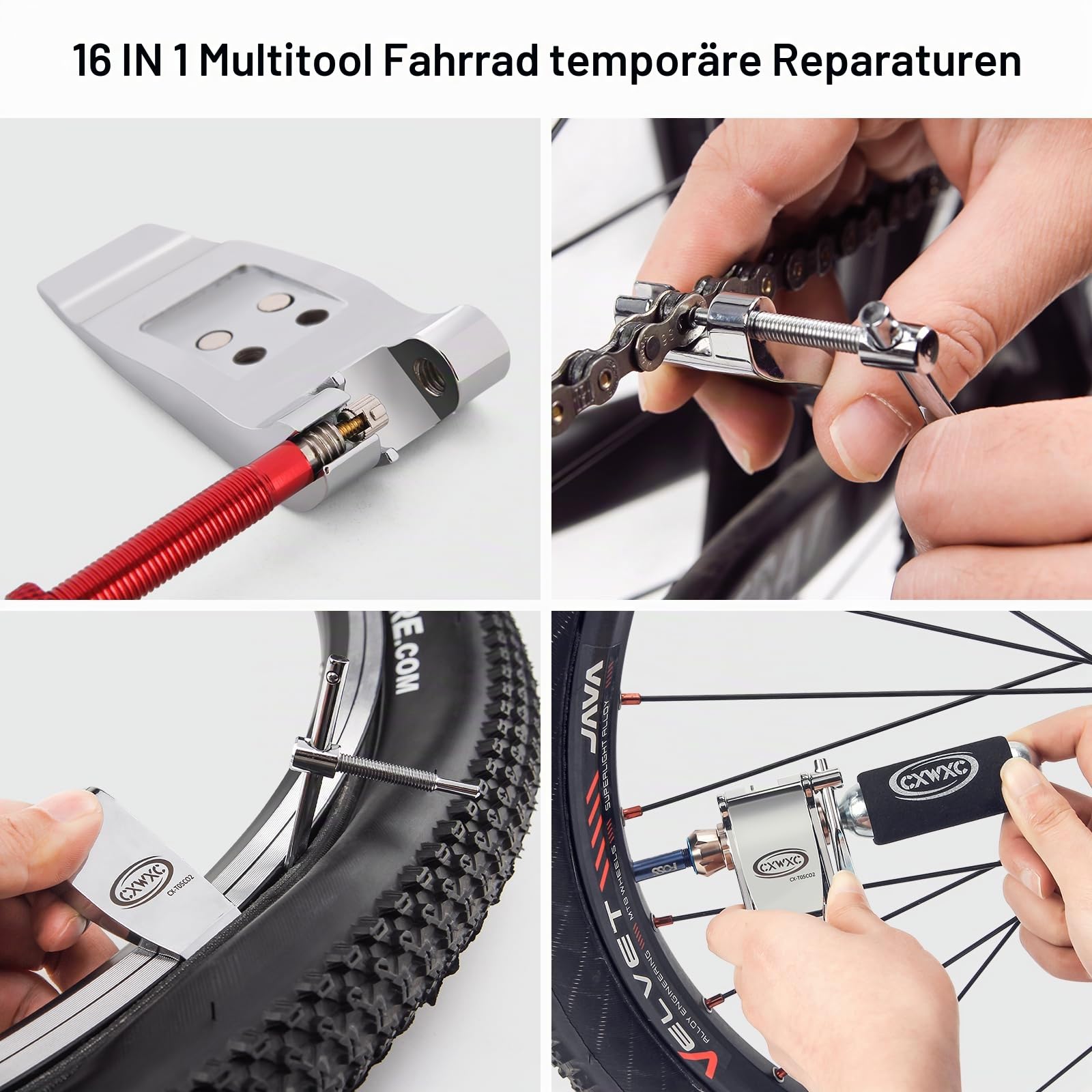 CXWXC Fahrrad Multitool Mit Fahrradpumpe CO2 Kartuschenpumpe,Multifunktionswerkzeug Reparatur Werkzeug Set,Kompakt und Leicht, für Rennrad,MTB,Stadtrad