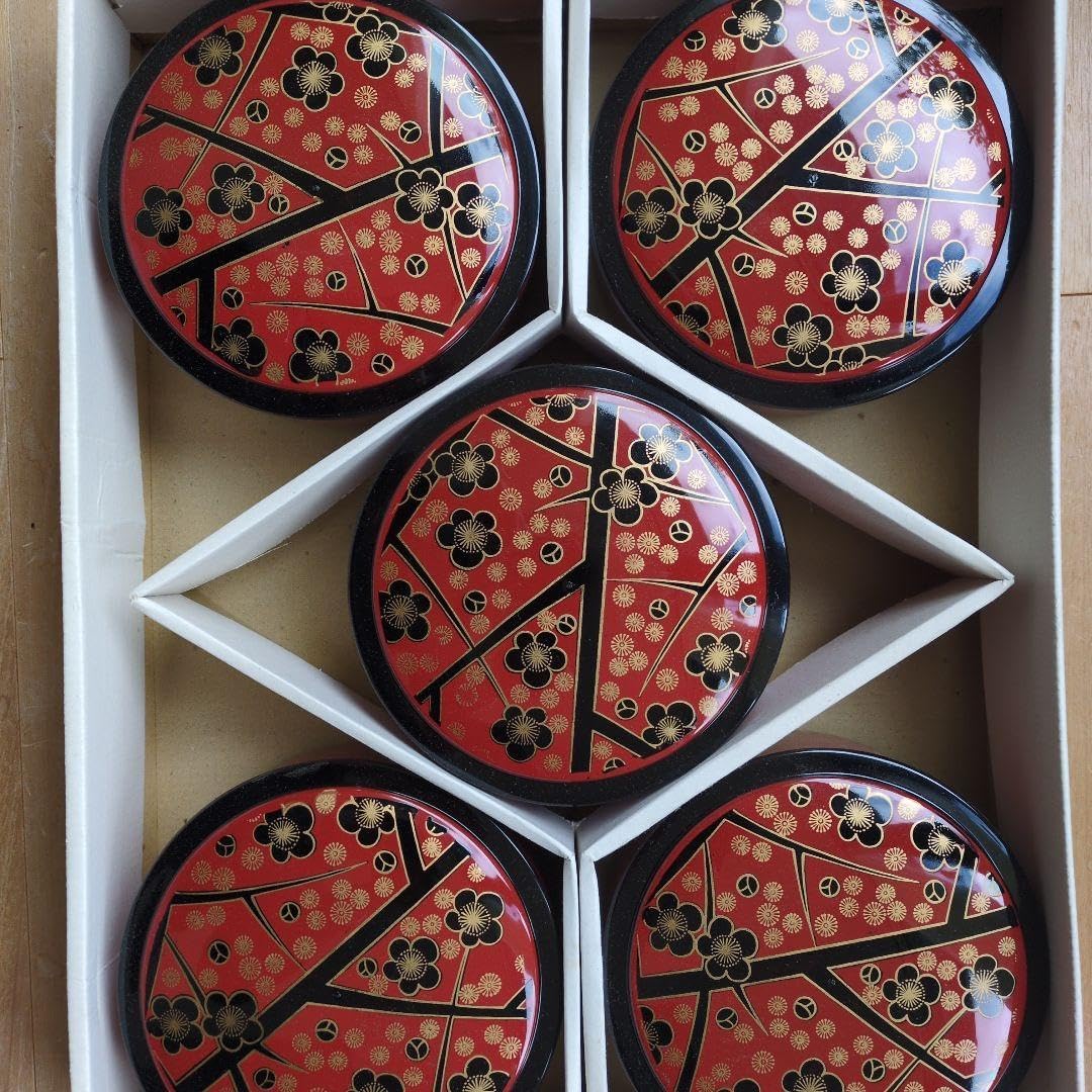 寿司桶 5個セット 赤地金花模様 寿司桶 5個セット 赤 花